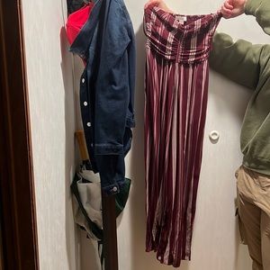 Burgundy and white romper